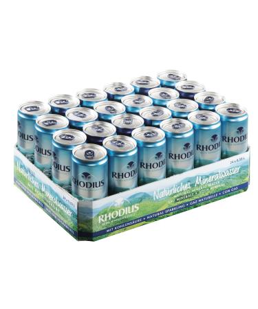 Buy Rhodius Sparkling Mineral Water Rich in Minerals & Magnesium | 24 x 330ml Cans | Eco-Friendly & Disposable | International Shipping Available - Buy Online on GoSupps.com