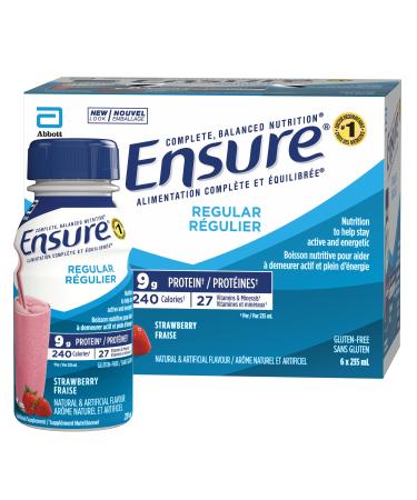 Ensure Regular Nutritional Supplement Shake Nutrition To Stay Active And Energetic Strawberry 6 x 235-mL Bottles Strawberry 235 ml (Pack of 6)