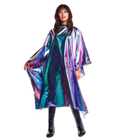 Betty Dain The Aurora Collection All Purpose Cape, 54"W x 65"L, Water & Chemical Proof, Machine Washable, Adjustable Snap Closure, Matches Other The Aurora Collection Products, Holographic Design