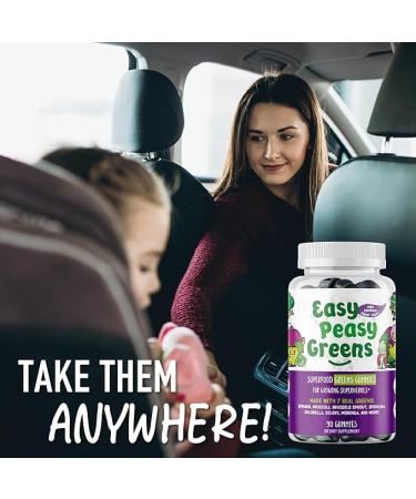 EasyPeasyGreens Daily Veggie Gummies for Kids - 90 Greens Gummies - Helps Picky Eaters Get Their Veggies in - Made with 10 Real Vegetable Extracts and 100% Vegan - Buy Online on GoSupps.com