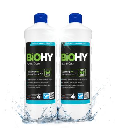 BiOHY Rinse Aid (2 x 1l Bottle) | Ecological high Concentrate | Suitable for All (Commercial) dishwashers for Unbeatable Shine on Glasses | BIO-logically degradable (Klarsp ler)