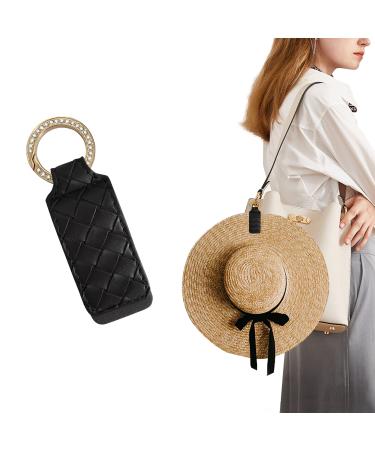 RongYue Hat Clip for Travel Handbag Backpack Luggage Portable PU Leather Metal Shrapnel Cap Holder Outdoor Travel Accessory 1pcs Black