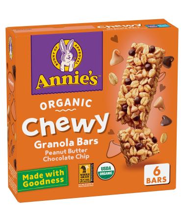 Annie's Organic Chewy Granola Bars, Peanut Butter Chocolate Chip, 5.34 oz, 6 ct (Pack of 12)