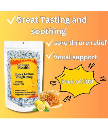 ME GUSTA HEALTH Honey Lemon Sugar Free Cough Drops with Menthol to Help Support The Immune System | Soothing for Dry | Sore Throat Drops | Temporary Relief from Cough 100 Count Compare to Halls - Buy Online on GoSupps.com