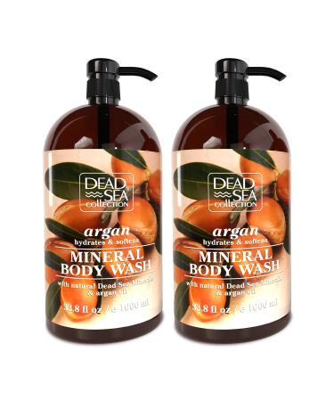 Dead Sea Collection Argan Body Wash for Women and Men - Pack of 2 (67.6 fl. oz) - Cleanses and Moisturizes Skin - With Natural Minerals and Vitamins Nourishing Skin