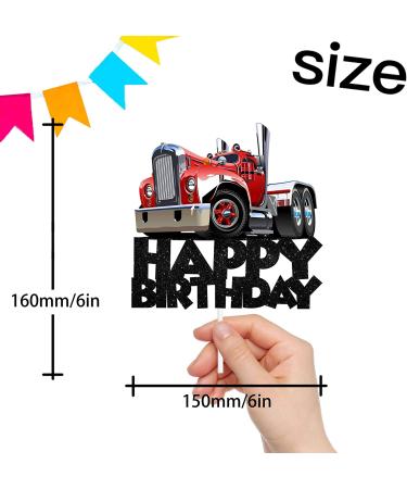 Trucks Happy Birthday Cake Topper - Transportation Theme Picks for Kids Party Decor - Buy Online on GoSupps.com
