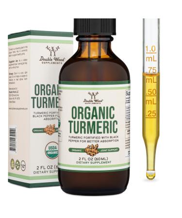 Turmeric Curcumin with Black Pepper Drops - Organic Turmeric Supplement Drops 1,180mg - 2FL OZ 60 Servings (with Black Pepper Seed Ginger Rosemary and Sage) for Joint Support by Double Wood