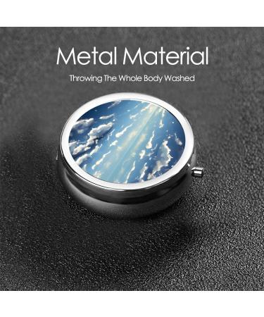 Blue Sky & White Clouds Round Pill Box - 3 Compartment Travel Organizer for Pills | Portable & Stylish - Buy Online on GoSupps.com