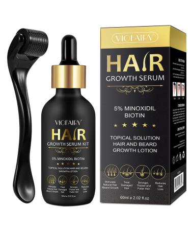 5% Minoxidil for Men and Women Hair Growth Serum Hair Growth for Men Kit with Minoxidil 5% & Biotin Hair Regrowth Treatment Natural Hair Growth for Thicker Longer Fuller Healthier Hair 2.02oz