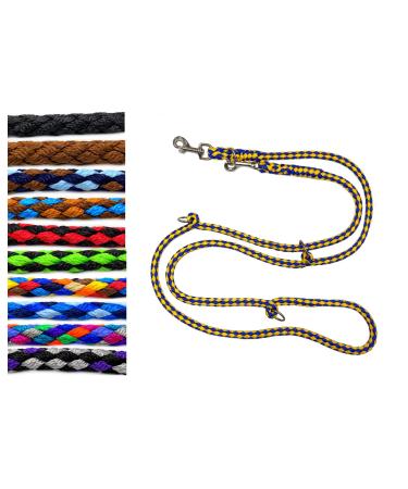 Dog linen large dogs up to 80 kg double-line jumbo 2.40m / 2.80m / 3.50m / 5m adjustable exercise line / guide in 17 different fabras very stable (2.40m 3-fold Rems (blue-yellow)) 2.40m 3-fold adjustableRems (blue-yellow)