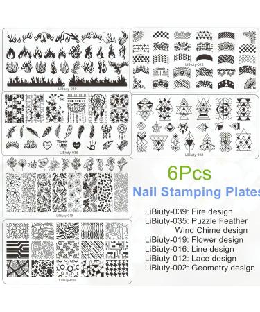 Budoci Nail Stamping Kit - 6-Piece Set with Nail Plates Stamp & Scraper for French Nail Art - Perfect for International Shipping - Buy Online on GoSupps.com