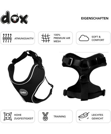 DDOXX Reflecting Airmesh Step-in Dog Harness - Adjustable XL for All Sizes | Black (Neck 42-58 cm Breast 52-76 cm) - Perfect for Puppies and Small Dogs - Buy Online on GoSupps.com