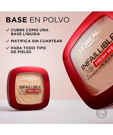 L'Or al Paris Infallible 24H Fresh Wear Foundation in a Powder Full-coverage Longwear Weightless Smooth Finish Water-proof and Transfer-proof 130 True Beige 130 True Beige 9 g (Pack of 1) - Buy Online on GoSupps.com