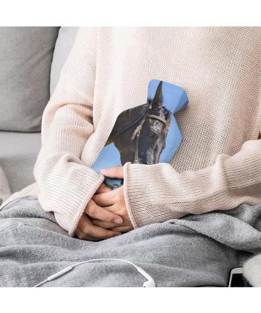 Black Horse Hot Water Bottle with Plush Cover - Ideal Hand Warmer for Adults & Children (26.5x15.3cm) - Shop Internationally! - Buy Online on GoSupps.com
