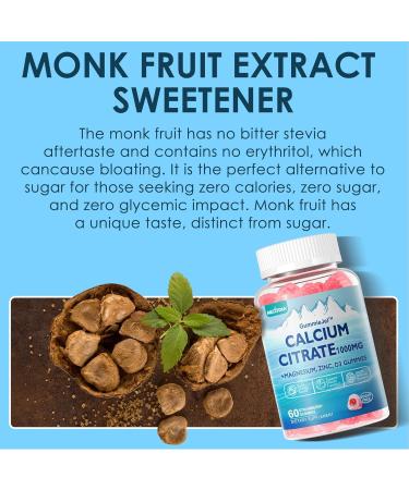 Calcium Citrate Supplement 1000mg for Women & Men 6-in-1 Calcium Magnesium Zinc Gummies + Vitamin D3 B6 & Potassium High Absorption for Bones Teeth Muscle & Nerve Health Vegan Sugar Free 60Cts 60 Count (Pack of 1) - Buy Online on GoSupps.com