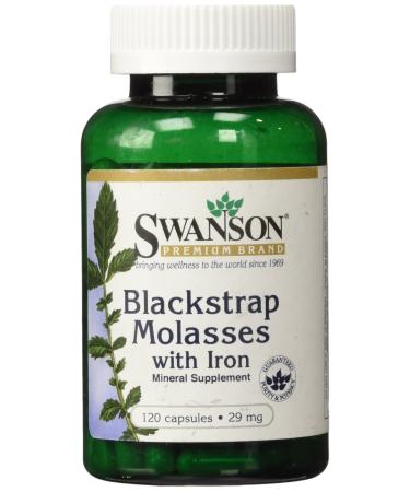 Swanson Blackstrap Molasses Elemental Iron (Ferrous Fumarate) 29 mg 120 Capsules