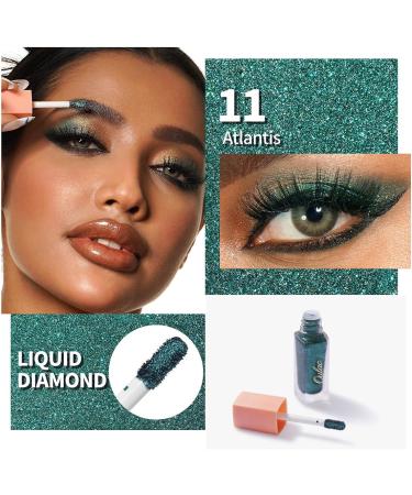 Oulac Liquid Glitter Eyeshadow Set - Metallic Green & Gold Shimmer Eyeshadow for Christmas Eye Make-up | Vegan & Cruelty-Free - Buy Online on GoSupps.com