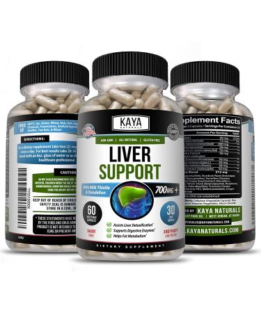 Kaya Naturals Liver Support Capsules - Liver Detox & Gut Health Supplement with Milk Thistle, Dandelion Root & Artichoke Extract - 60 Count - Buy Online on GoSupps.com
