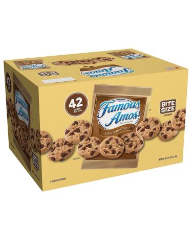 Famous Amos Cookies, Chocolate Chip, 2 oz Snack Pack, 42 Packs/Carton (2 cartons)