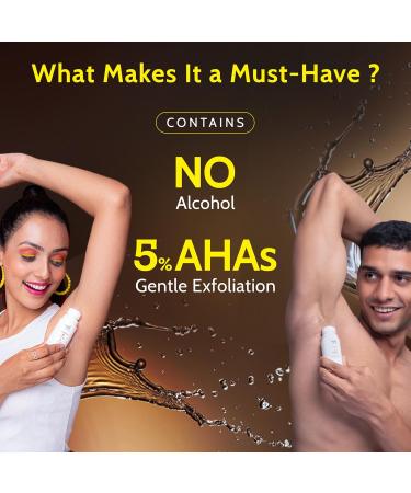 UnderArm Roll-On with 5% AHA Lactic Acid & 1% Mandelic Acid | Prevents Body Odour Brightens Skin & Exfoliates Underarm | For Sensitive Skin | Woody Musk Fragrance | 40ml 1.4 Fl Oz (Pack of 1) Woody Musk - Buy Online on GoSupps.com
