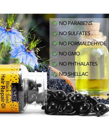 Buy Cold Pressed Black Seed Oil Capsules - Hair Repair with Keratin & Multivitamins for Dry Damaged Hair | Antioxidant Rich High Thymoquinone - 40 Capsules - Buy Online on GoSupps.com