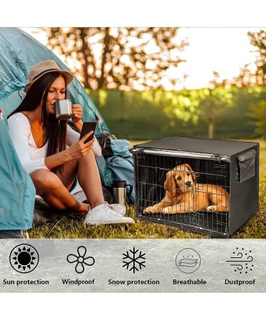 Waterproof 30 Inch Dog Wire Crate Cover with Front Openings and Storage Pocket - Buy Online on GoSupps.com