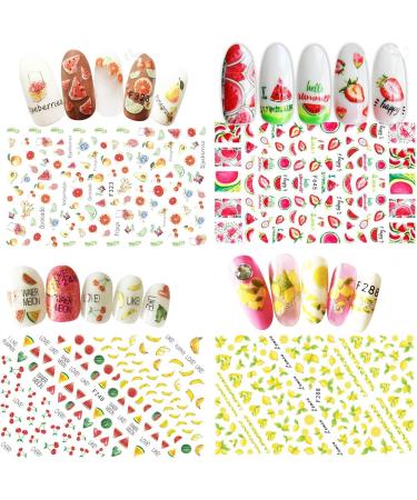 Nail Decoration Manicure Self-Adhesive 3D Fruits Nail Art Nail Stickers Nail Art Decals Supplies(15) (Multicolor 15) - Buy Online on GoSupps.com