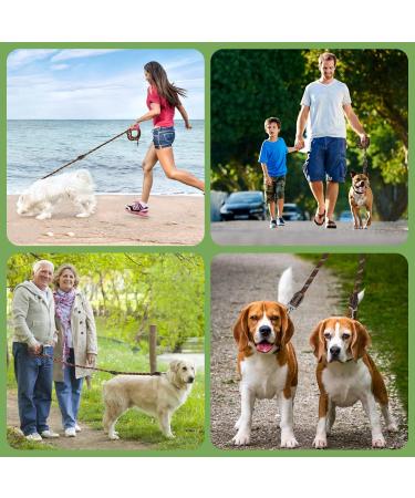 Adjustable Dog Leash for Large & Medium Dogs - Double Nylon 2 Snap Hooks 3 Rings - 3m x 15mm - Brown - Buy Online on GoSupps.com