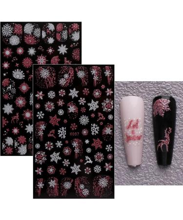 JMEOWIO Christmas Glitter Nail Art Stickers - Snowflake Xmas Winter Holiday Design - 8 Sheets Self-Adhesive Decals in Pink White & Glitter - Buy Online on GoSupps.com
