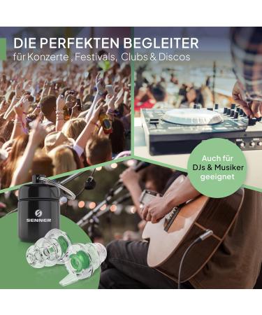Senner Musicpro Hearing Protection Plugs for Festivals & Concerts | Eco-Friendly Earplugs in Green | Aluminum Case Included - Buy Online on GoSupps.com