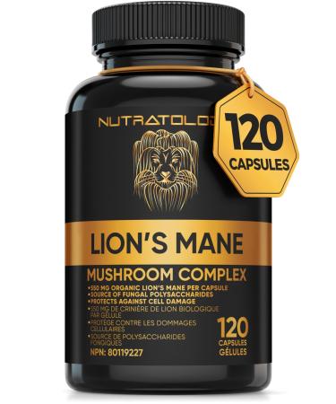 Organic Lion's Mane Mushroom Capsules - Nootropic Mushroom Supplements Formulated With 40% Polysaccharides & 20% Beta-Glucan! Immunomodulating Properties & A Potent Source Of Antioxidants. Supports Memory Cognition & Brain Health - 120 Capsules 120 count 