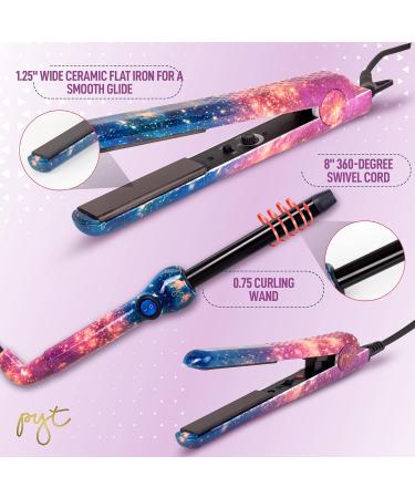 PYT Lola Tool Kit: 1.25'' Flat Iron 19mm Curling Wand & Mini Hair Straightener - GALAXY | International Shipping Available - Buy Online on GoSupps.com