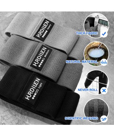 Hurdilen Exercise Loop Bands Resistance Bands Set with 3 Resistance Levels of Workout Bands and Carrying Case and Workout Manual Support for Gym Pilates Yoga Crossfit Muscle Building etc. (Black Grey Light Grey) - Buy Online on GoSupps.com