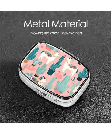 Llama Cactus 2 Compartment Small Pill Case | Cute Travel Pill Organizer & Purse Size Pill Box - Perfect for Gifts - Buy Online on GoSupps.com