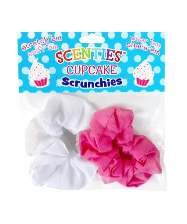 Scenties Cupcakes Scented Hair Scrunchies For Girls 2 Pack | Colorful Ouchless Hair Ties For Women Teens and Girls with Fine Thick & Curly Hair | Aesthetic VSCO Girl Stuff Vanilla Cupcake