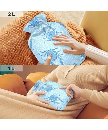 Blue Crab 2L Hot Water Bottle - Mosaic Tiles Soft Plush Cover | Ideal Winter Warmer for Kids & Adults - Buy Online on GoSupps.com