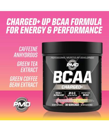 PMD Sports BCAA Charged Amino Acid Drink Mix for Performance Recovery Endurance and Hydration - Increase Muscle Function for Workout and Daily Energy - Strawberry Lemonade (30 Servings) - Buy Online on GoSupps.com