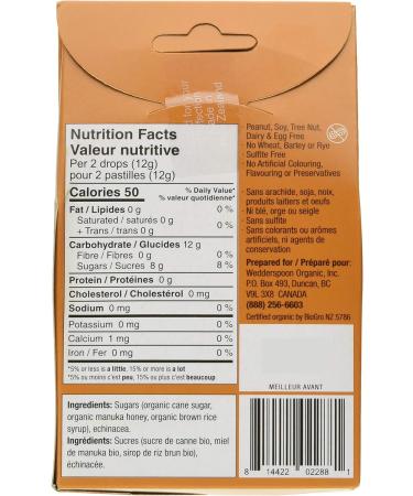 Wedderspoon Organic Manuka Honey Drops Honey & Echinacea 20 Count (Pack of 1) | Genuine New Zealand Honey | Perfect Remedy For Dry Throats Honey & Echinacea Sugar Candy - Buy Online on GoSupps.com