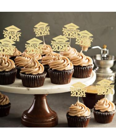 36Pcs 2024 Graduation Cap Cupcake Toppers Glitter Class of 2024 Cupcake Grad Cap Picks Decorations for 2024 Graduation Theme Party Supplies Gold Gold-1 - Buy Online on GoSupps.com