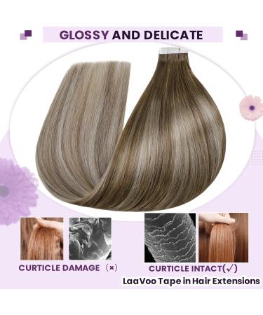 LAAVOO Ombre Blond Tape Extensions - Real Hair Balayage Glue-In 40g 55cm #8/60/8 - 20PCS International Shipping Available - Buy Online on GoSupps.com