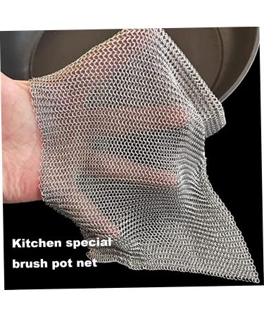 Cast Iron Cleaner Non-Scratch Stainless Steel Scourer 20x20 cm Nonstick Oil Chainmail Scrubber for Kitchen Pans Pot Griddles Skillets Cookware Chainmail Scrubber - Buy Online on GoSupps.com