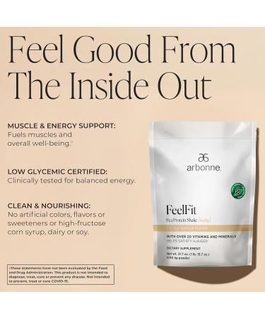 Arbonne Feelfit Pea Protein Shake - Daily Supplement Powder Vegan Protein for Support of Overall Health Energy and Well-Being Vanilla - Buy Online on GoSupps.com