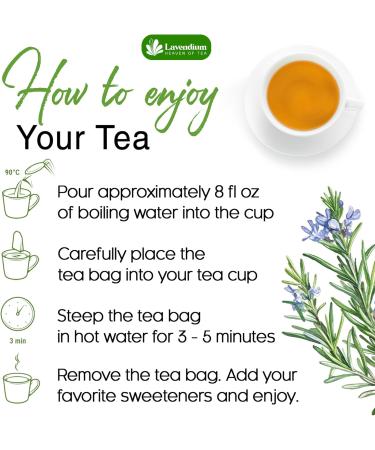 Lavendium Premium 30 Rosemary Tea Bags 100% Natural & Pure from Rosemary Leaves. Loose Leaf Rosemary Herbal Tea. Made with Natural Material Tea Bags. No Sugar No Caffeine No Gluten Vegan. - Buy Online on GoSupps.com