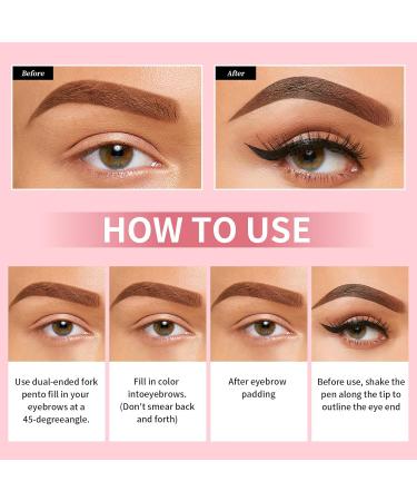 Microblading Eyebrow Pencil - 2-in-1 Dual-Ended Eyeliner & Precision Brow Pen Waterproof & Long-Lasting Dark Brown for Natural Eyebrows - Buy Online on GoSupps.com