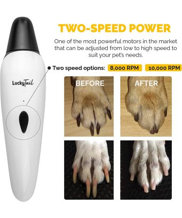 LuckyTail Dog Nail Grinder Trimmer: Professional 2-Speed Electric Pet Grooming Tool Kit | Quiet & Painless Paw Clipping | Rechargeable - Buy Online on GoSupps.com