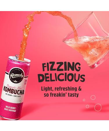 Remedy Kombucha Sugar-Free Organic Drink Sparkling Low Calorie Gut Health Beverage - Wild Berry - 355 mL Can 24-Pack Wild Berry 355ml (Pack of 24) - Buy Online on GoSupps.com
