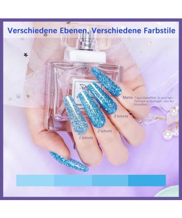 Dipping Powder Nails Set - 29PCS Starter Kit | 8 Colors French Nail Powder + Activator Base & Top Coat | Ideal for Beginners | Pink Blue & Glitter Manicure - Buy Online on GoSupps.com