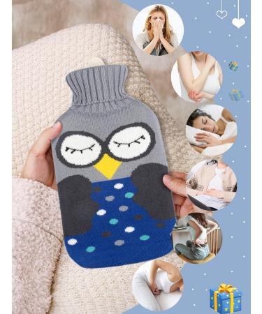 2L Hot Water Bottle with Cover for Neck & Shoulder Pain Relief - Hot/Cold Compress Rubber Bag for Hand/Feet Warmer - Blue Owl Design - Gift for Women, Parents, Children - Buy Online on GoSupps.com