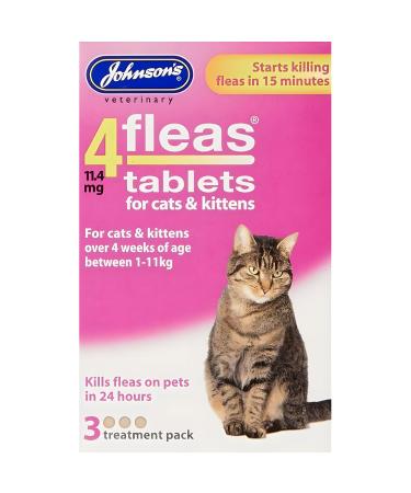 AMK Johnsons Flea Tablets for Cats & Kittens 3 Treatment Pack Kills Fleas Fast