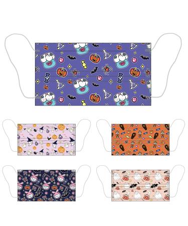 50PC Children Disposable Meltblown Layer Protective Face_Mask Halloween Printed 3Ply Earloop Protective Breathable Face Cover F-50pcs Kids